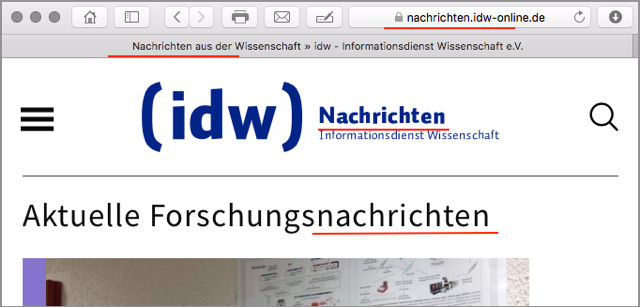 Screenshot der neuen idw Magazinansicht: Nachrichten, wohin man schaut.