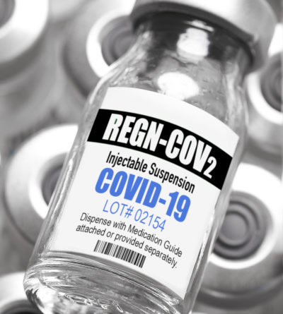 REGN-COV2 Antikörpermittel mit der Aufschrift COVID-19.