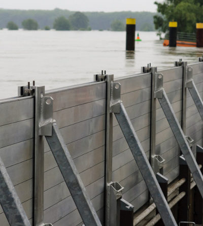 Hochwasser-Schutz-Vorrichtung an der Oder.